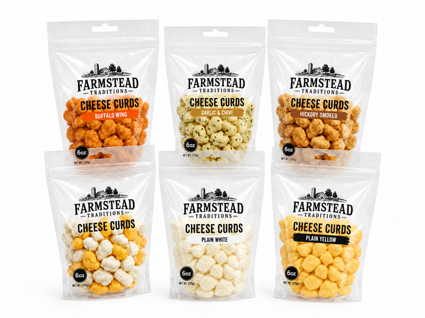 Cheese curds, plain and flavored varieties, private label